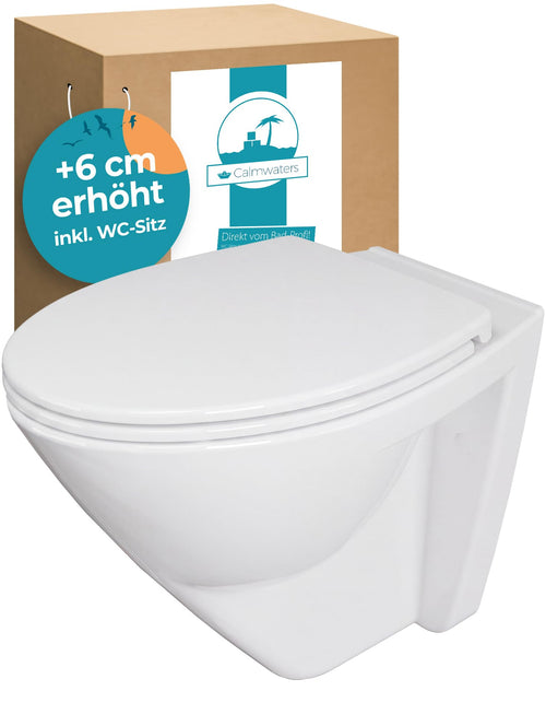 Wand-WC spülrandlos erhöht +6 cm mit Absenkautomatik, Weiß