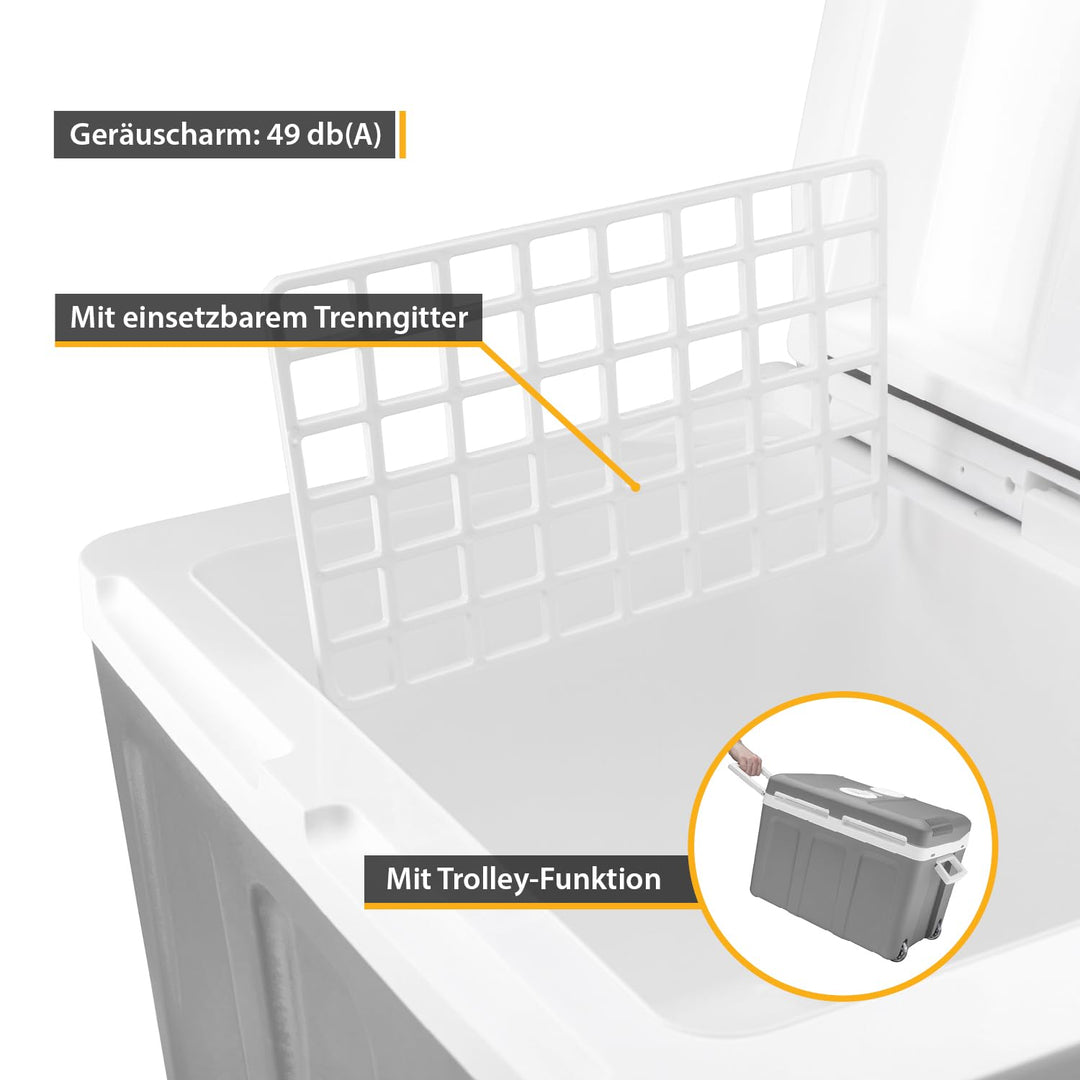 Elektrische Kühlbox 45L 12V/230V mit Rollen, kühlt &amp; wärmt - Bild 6