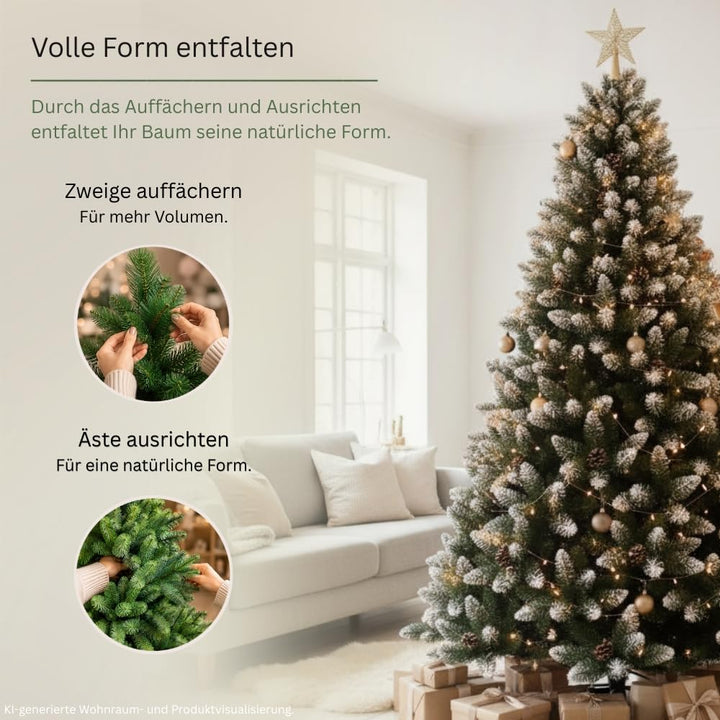 Künstlicher Weihnachtsbaum 180 cm beschneit mit Tannenzapfen - Bild 7