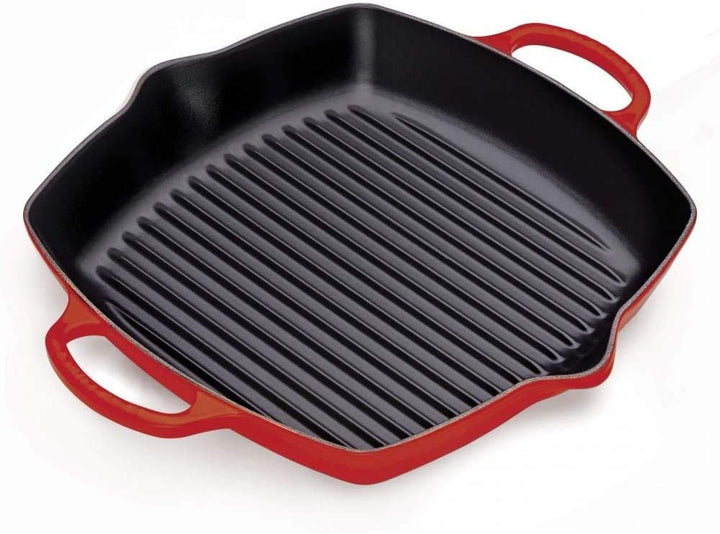 Grillpfanne Gusseisen quadratisch 30 cm mit Hilfsgriff, Induktion