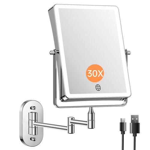 Kosmetikspiegel Wand LED 1x/30x 4500mAh Akku dimmbar