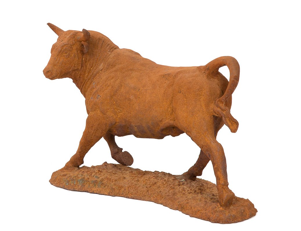Gartenfigur Stier Eisen Rost-Finish Antikstil 36 cm massiv - Bild 3