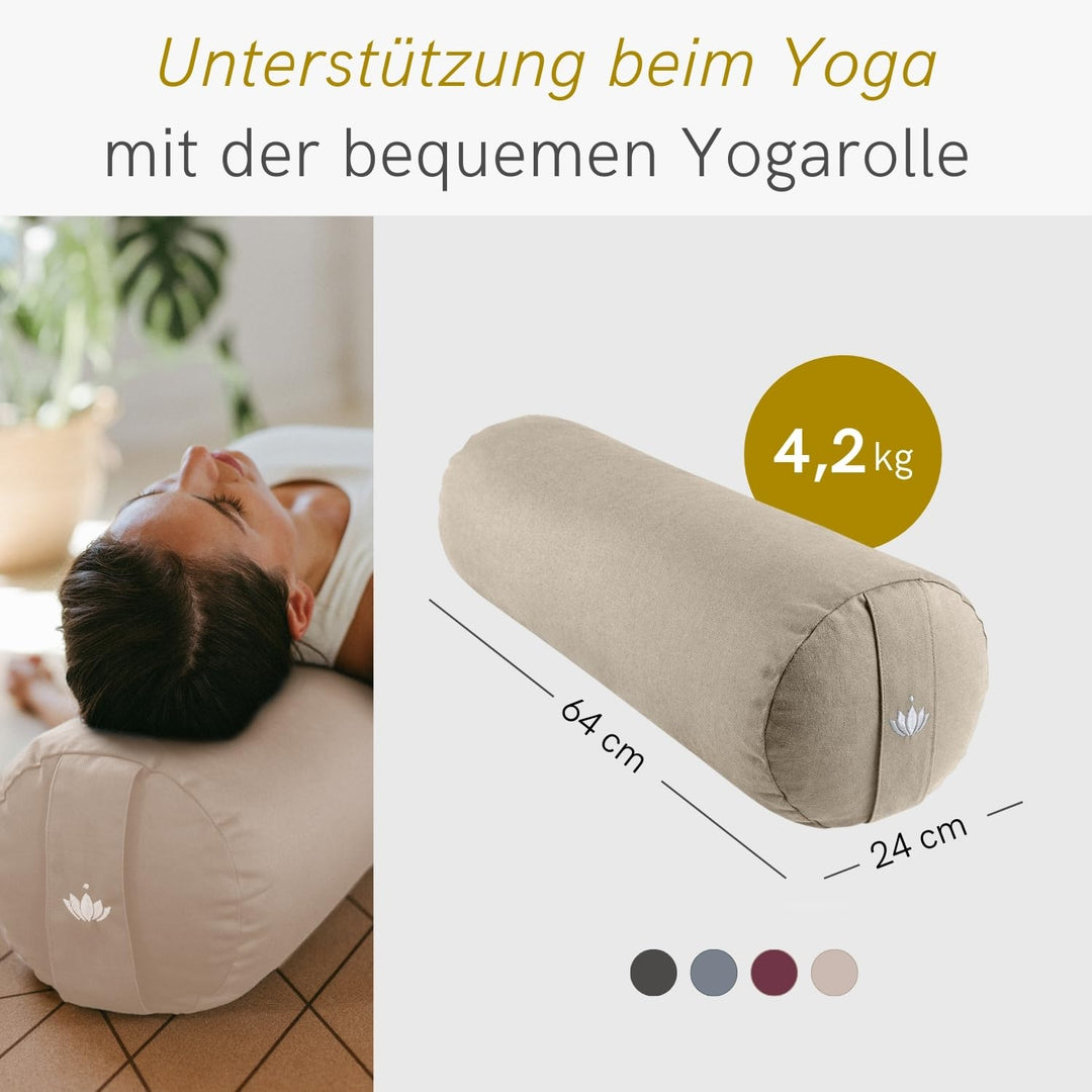 Yogabolster Dinkelspelz 64x24 cm für Yin und Restorative Yoga - Bild 2