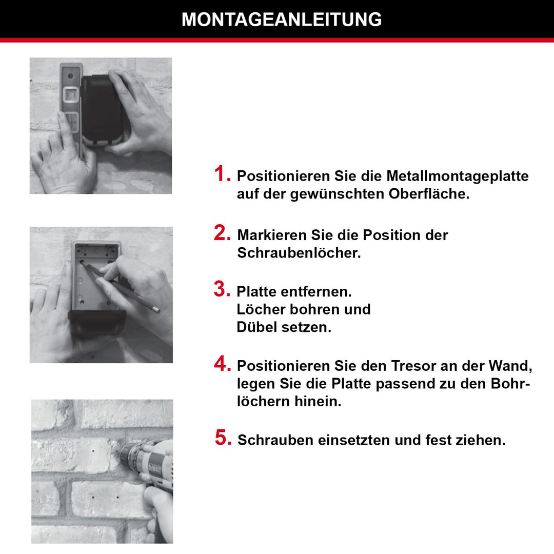 Schlüsseltresor mit beleuchtetem Zahlencode für Aussen, Wandmontage - Bild 8
