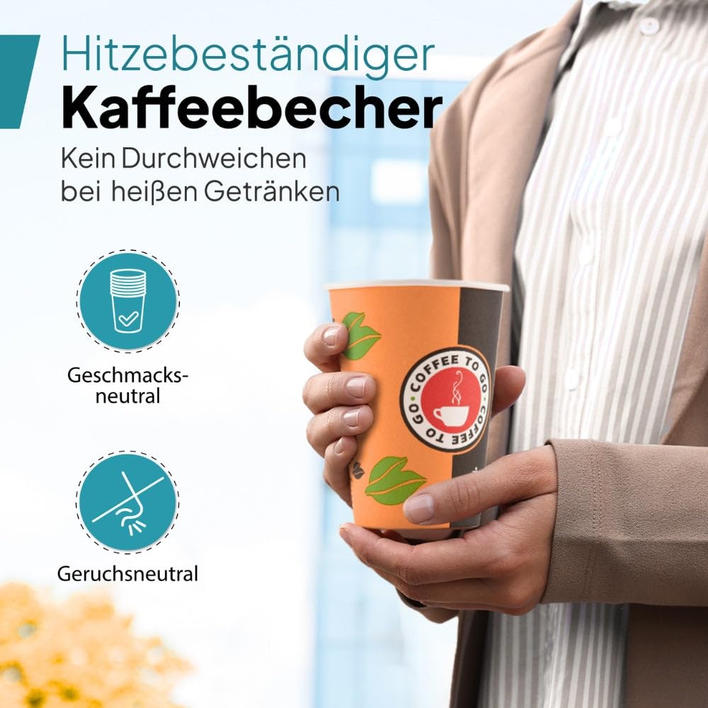 Pappbecher 300 ml Coffee to Go Einweg stapelbar 1000 Stück - Bild 4