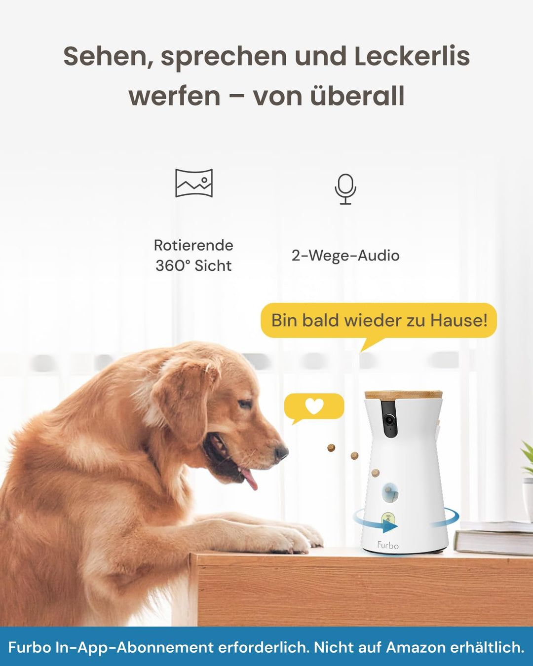 Hundekamera 360° mit Leckerliwurf 1080p Full HD Farbnachtsicht - Bild 2
