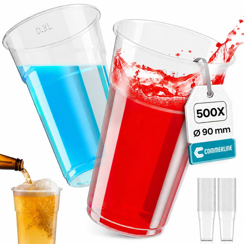 Einwegbecher 0,4 L Polypropylen transparent 1000 Stück mit Eichstrich
