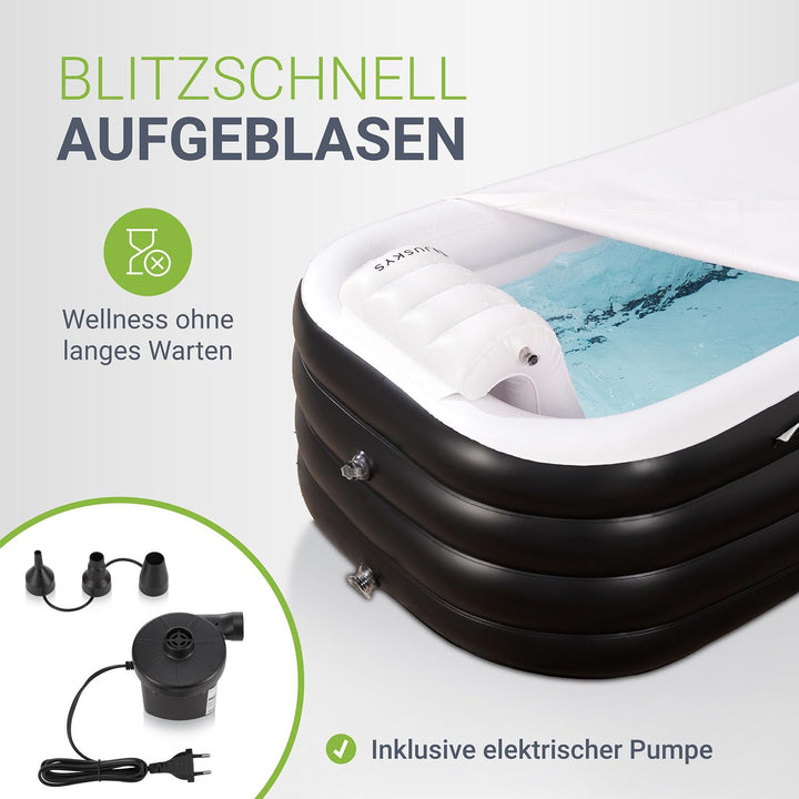 Aufblasbare Badewanne L mit Rückenlehne, Abdeckung &amp; Pumpe - Bild 3