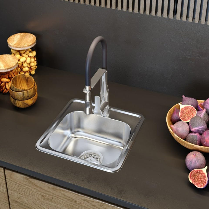 Einbauspüle Edelstahl 38x38 cm mit Siphon und Schallschutzmatte - Bild 4