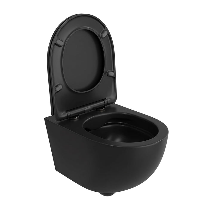 Wand-WC spülrandlos Schwarz matt mit Soft-Close Sitz 360x480x375 mm - Bild 9