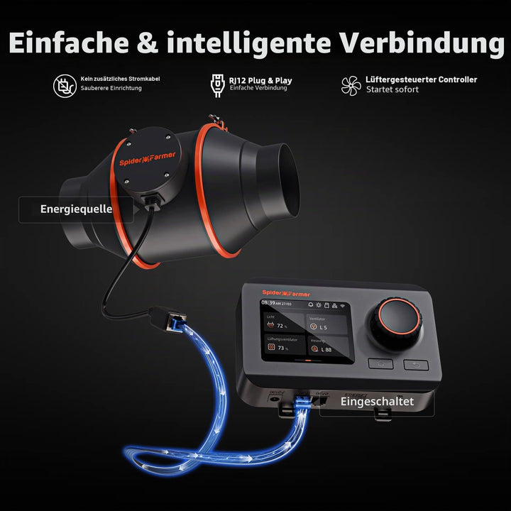 Rohrventilator 100mm mit Temperatur- &amp; Feuchtigkeitsregler 350m³/h - Bild 2