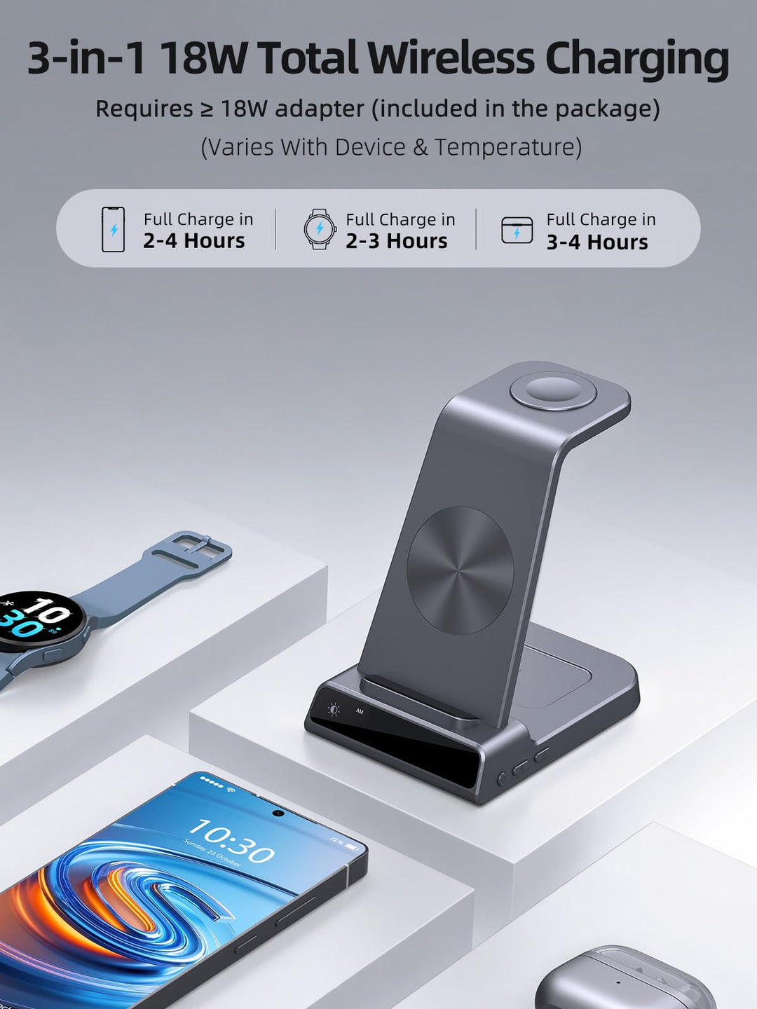 Kabelloses 3-in-1 Ladestation Samsung Galaxy Watch Buds Smartphone - Bild 8