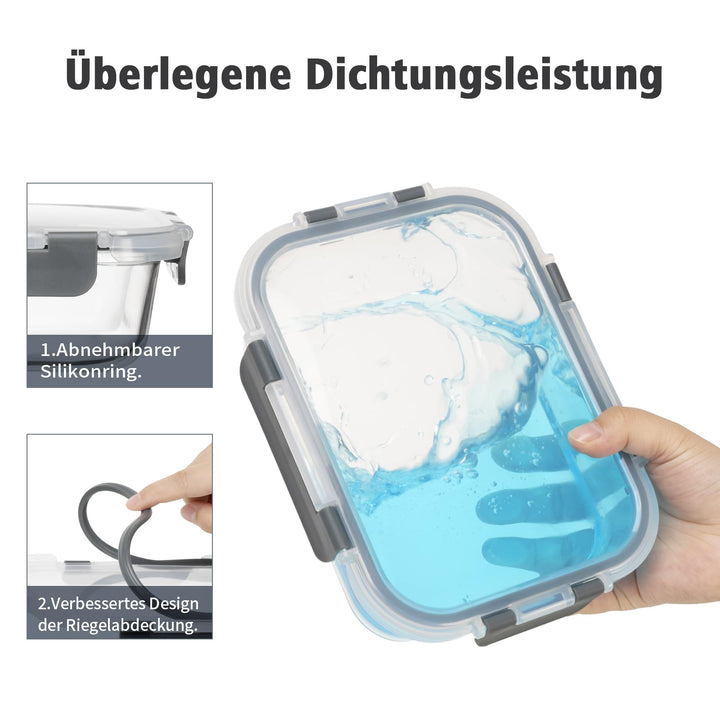 Glas Frischhaltedosen Set 9-teilig Borosilikat luftdicht für Küche - Bild 6