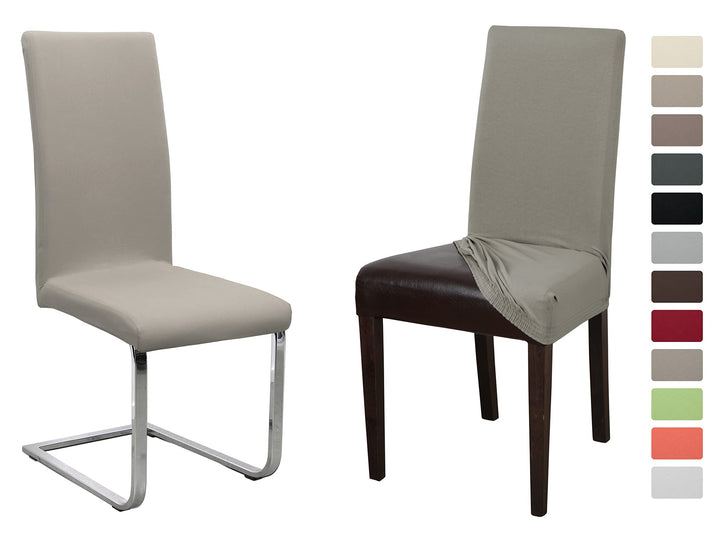 Stuhlhussen Jersey Stretch 6er-Set Steingrau 96% Baumwolle