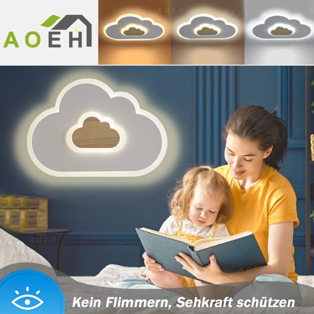 Deckenleuchte Kinderzimmer Wolken-Design Holz 36W dimmbar 60cm - Bild 4