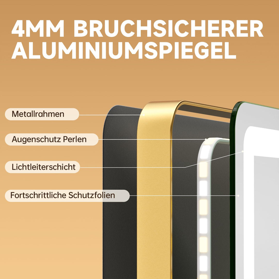 LED Schminkspiegel 80x55cm dimmbar 3 Farbmodi Touch-Steuerung - Bild 6