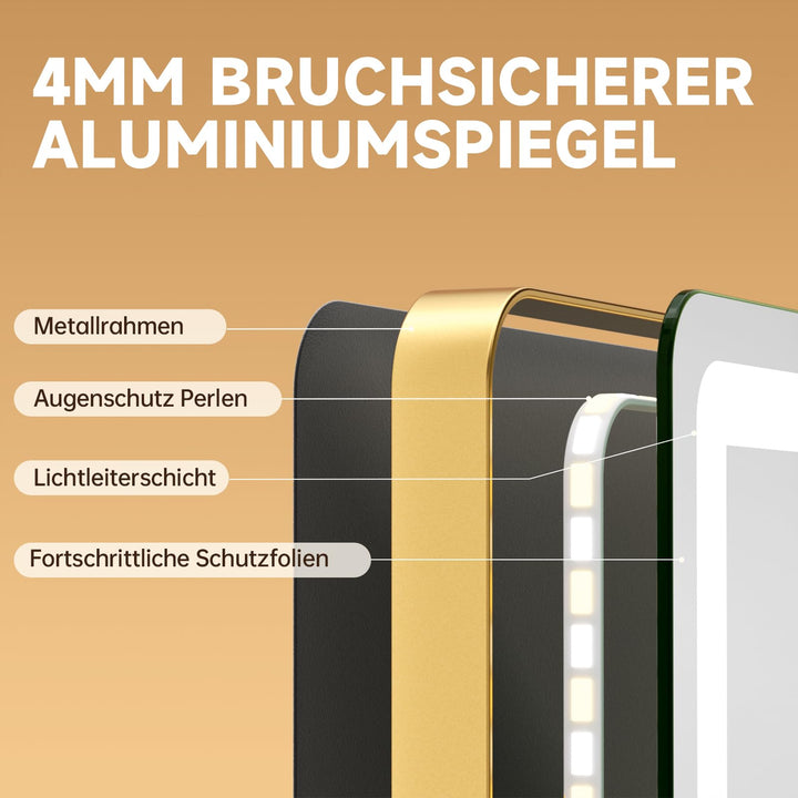 LED Schminkspiegel 80x55cm dimmbar 3 Farbmodi Touch-Steuerung - Bild 6