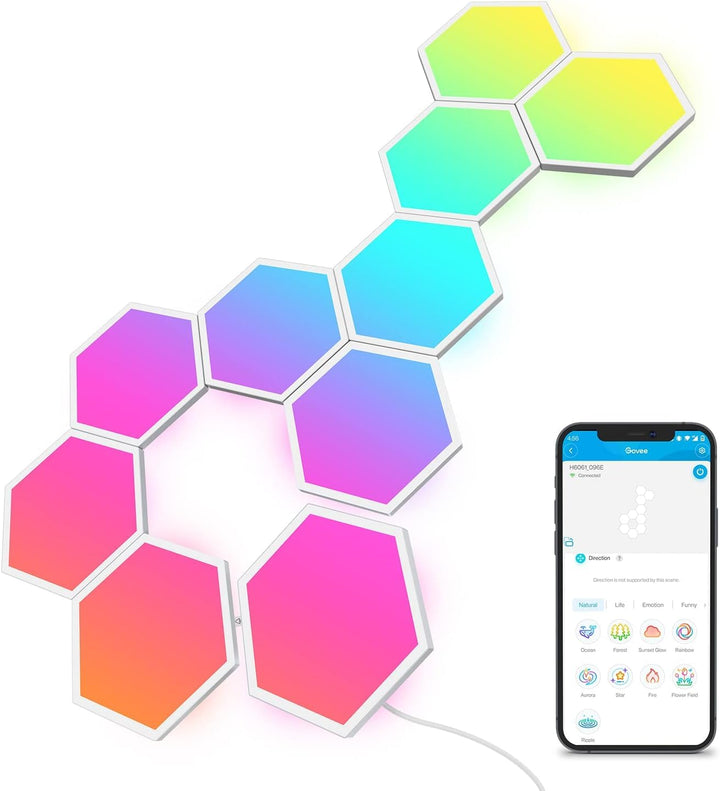 LED Hexagon Wandleuchten RGBIC 10er-Set Gaming Deko Musiksync