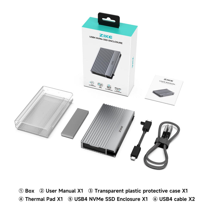 M.2 NVMe SSD Gehäuse USB4 40Gbps Aluminium werkzeuglos - Bild 9
