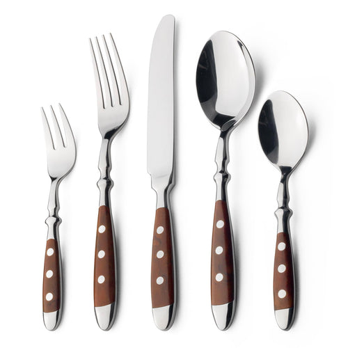 Besteck-Set 30-teilig Edelstahl 18/0 rustikale braune Griffe 6 Personen
