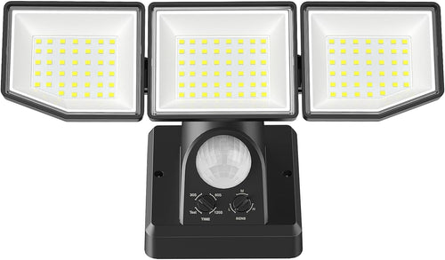 LED Aussenstrahler mit Bewegungsmelder 3 Köpfe 38W 6000lm IP65