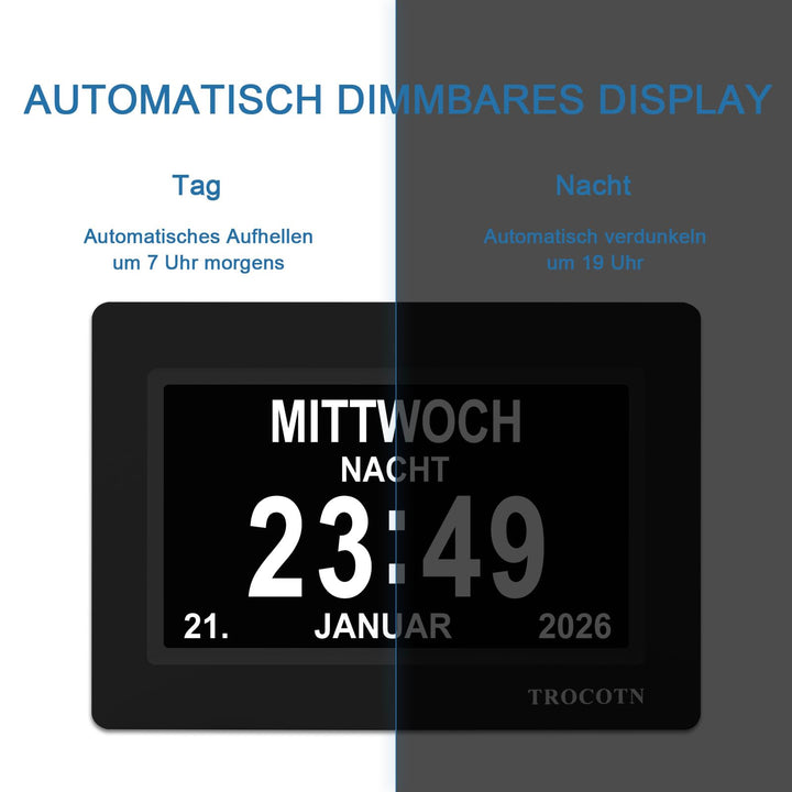 Digitale Tagesuhr Senioren 7 Zoll Grosses Display Wecker Wanduhr - Bild 5