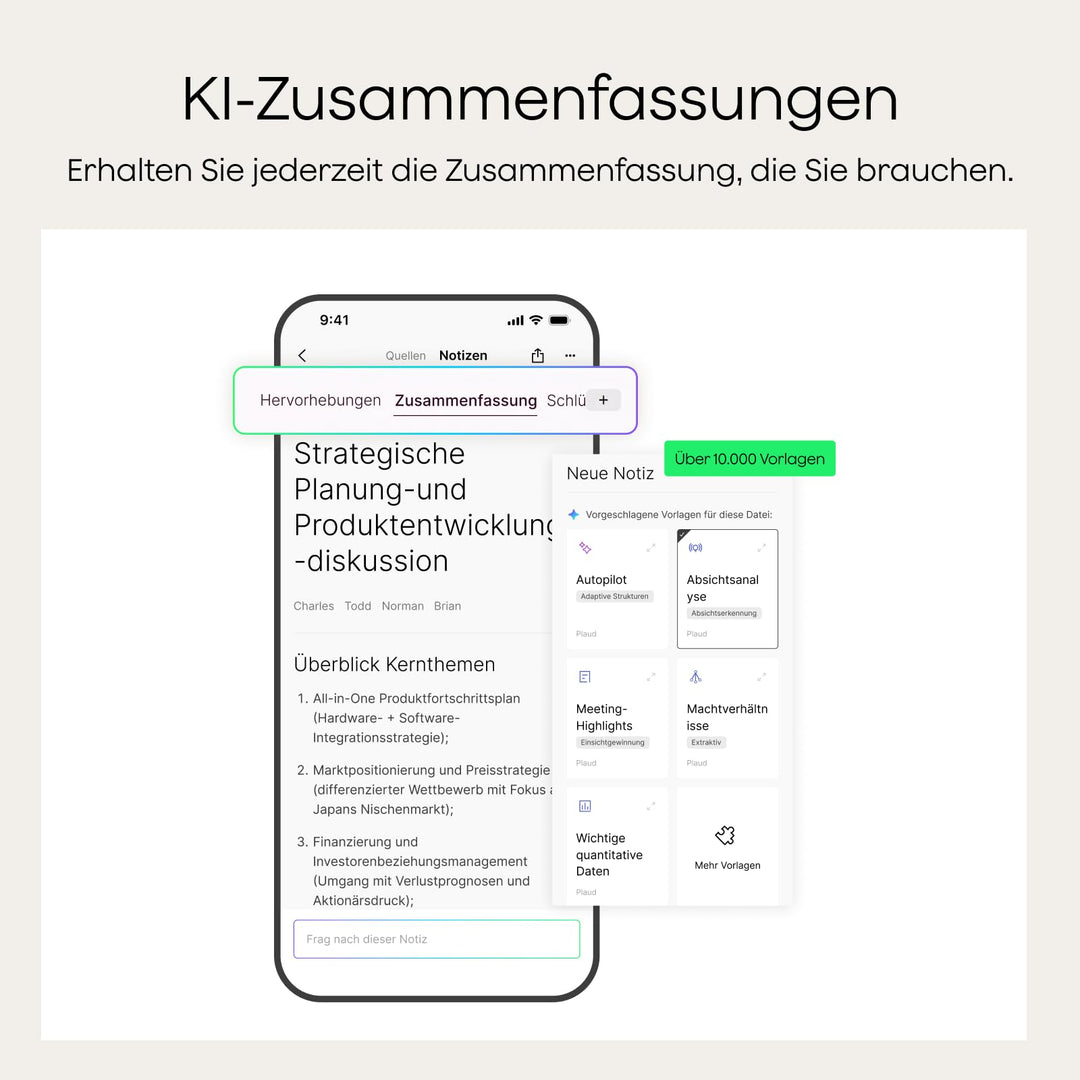 KI-Diktiergerät mit AMOLED-Display 5-Mikrofon-System 112+ Sprachen - Bild 9