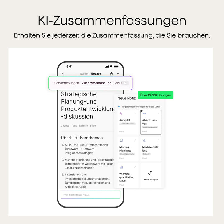 KI-Diktiergerät mit AMOLED-Display 5-Mikrofon-System 112+ Sprachen - Bild 9