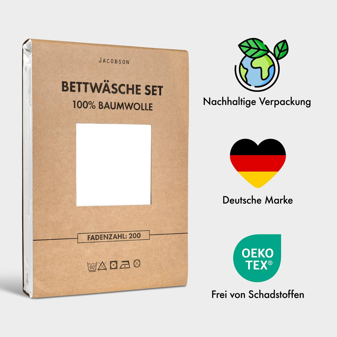 Bettwäsche-Set 200x200 cm Baumwolle Perkal 200 TC 3-teilig Weiss - Bild 7