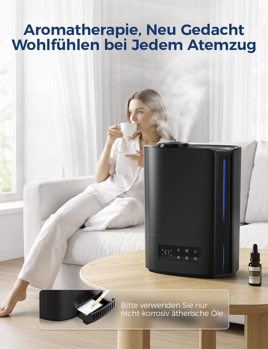 Luftbefeuchter Ultraschall 6L mit Aroma-Diffuser 3-in-1 leise 25dB - Bild 5