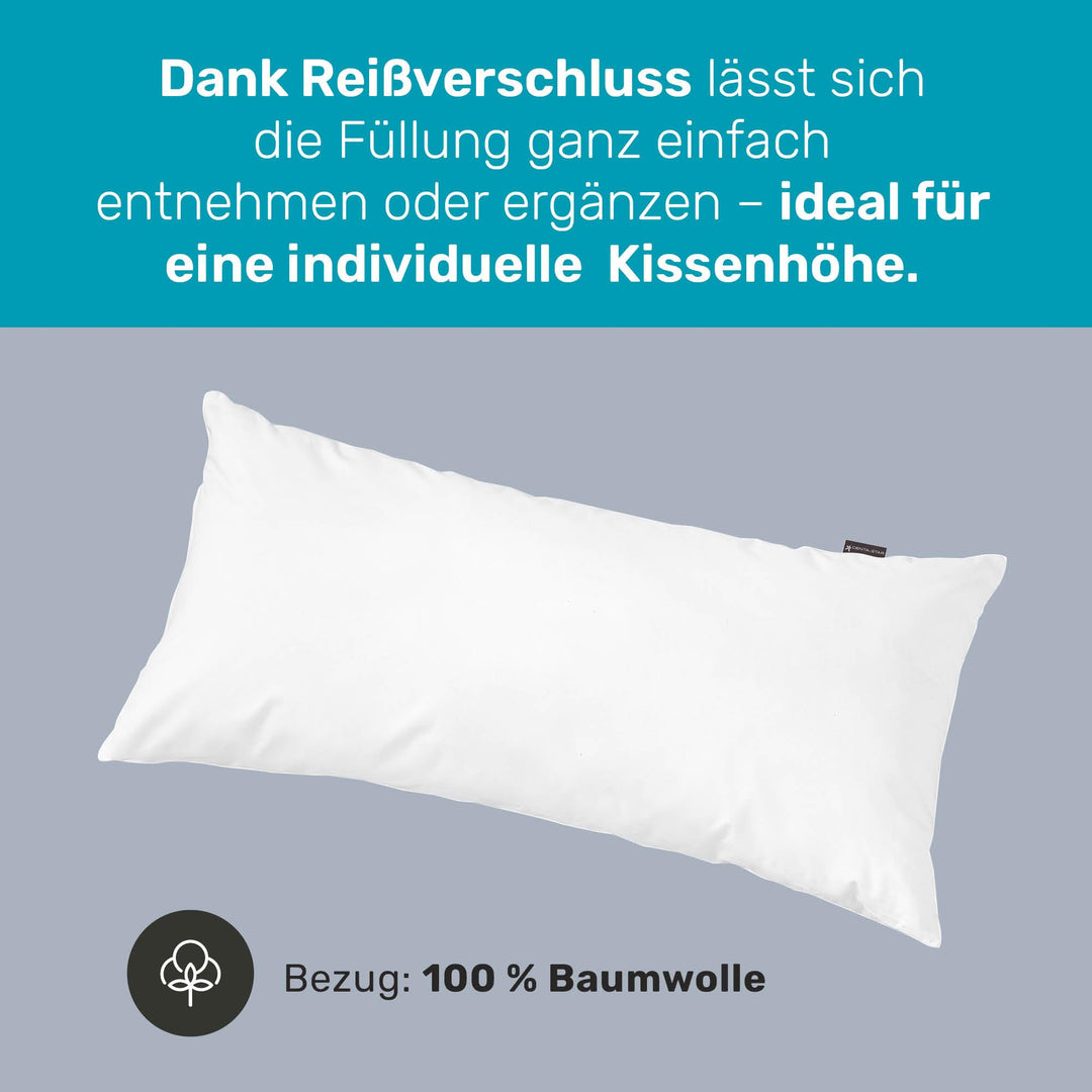 Kopfkissen variabel befüllbar 80x80 cm Hohlfaser Baumwolle - Bild 6