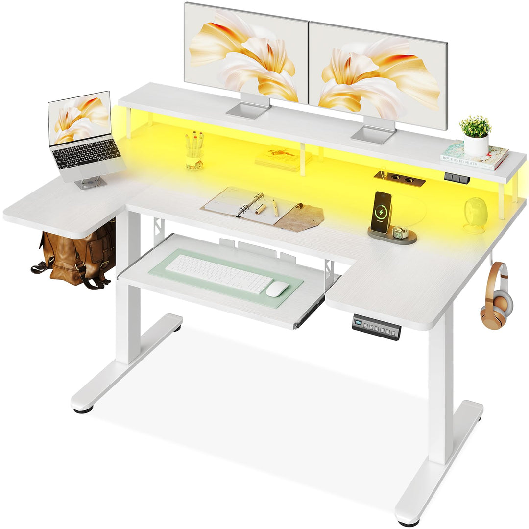 Schreibtisch elektrisch höhenverstellbar 140x74 cm mit Monitorständer