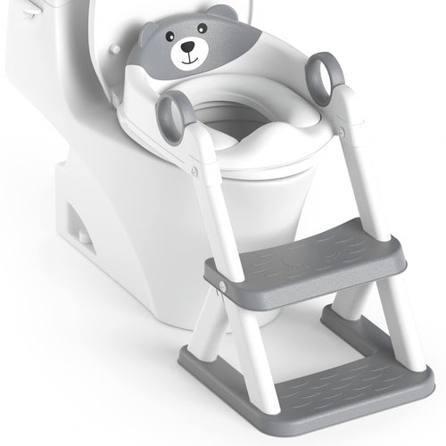 Toilettentrainer mit Treppe höhenverstellbar 2-in-1 Grau