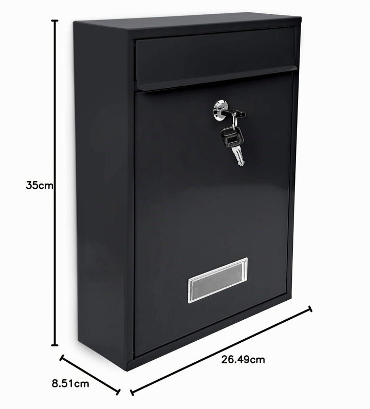 Briefkasten Metall mit Klapptür, Namensschild &amp; 2 Schlüsseln, schwarz - Bild 6