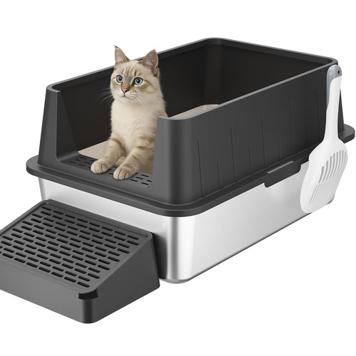 Katzentoilette Edelstahl offen 60x40x39cm bis 13,6kg mit Schaufel