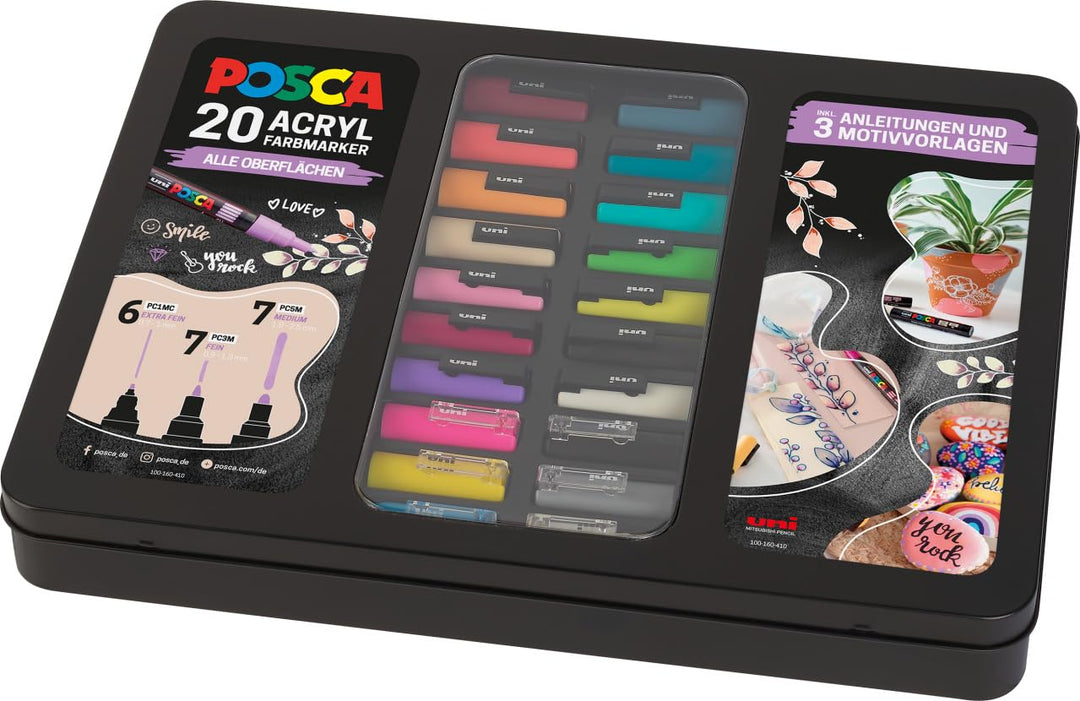 Acrylmarker Set 20 Stifte im Metallkoffer mit DIY-Anleitungen - Bild 2