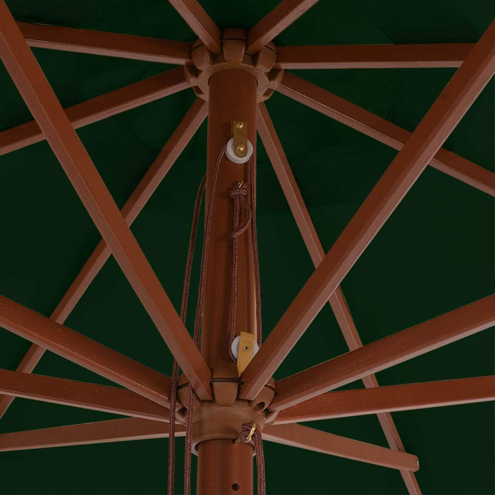 Sonnenschirm Holzmast Bambus Ø 350 cm Garten Terrasse Grün - Bild 4