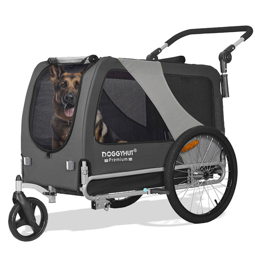 Hundefahrradanhänger 2-in-1 mit Jogger-Funktion bis 45 kg XL Kabine