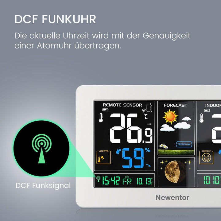 Wetterstation Funk mit Aussensensor Farbdisplay Innen Aussen - Bild 3