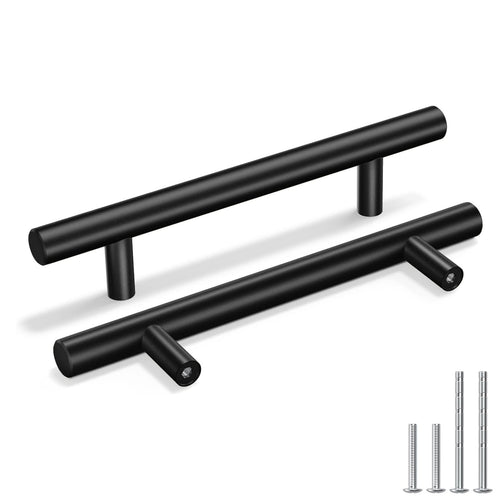Möbelgriff Schwarz Edelstahl 128mm Lochabstand 25er-Set