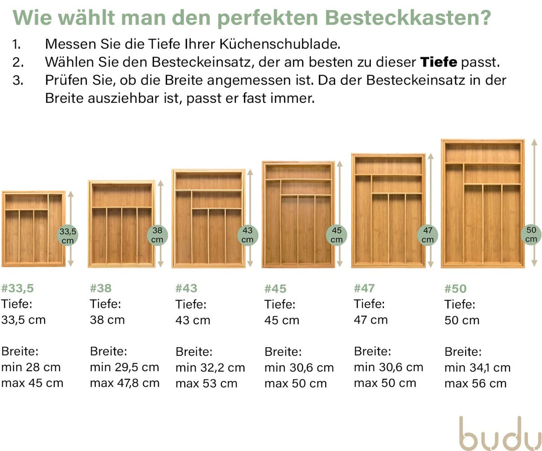 Besteckkasten Bambus ausziehbar 34–56 x 50 cm Schubladenorganizer - Bild 2