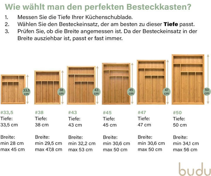 Besteckkasten Bambus ausziehbar 34–56 x 50 cm Schubladenorganizer - Bild 2