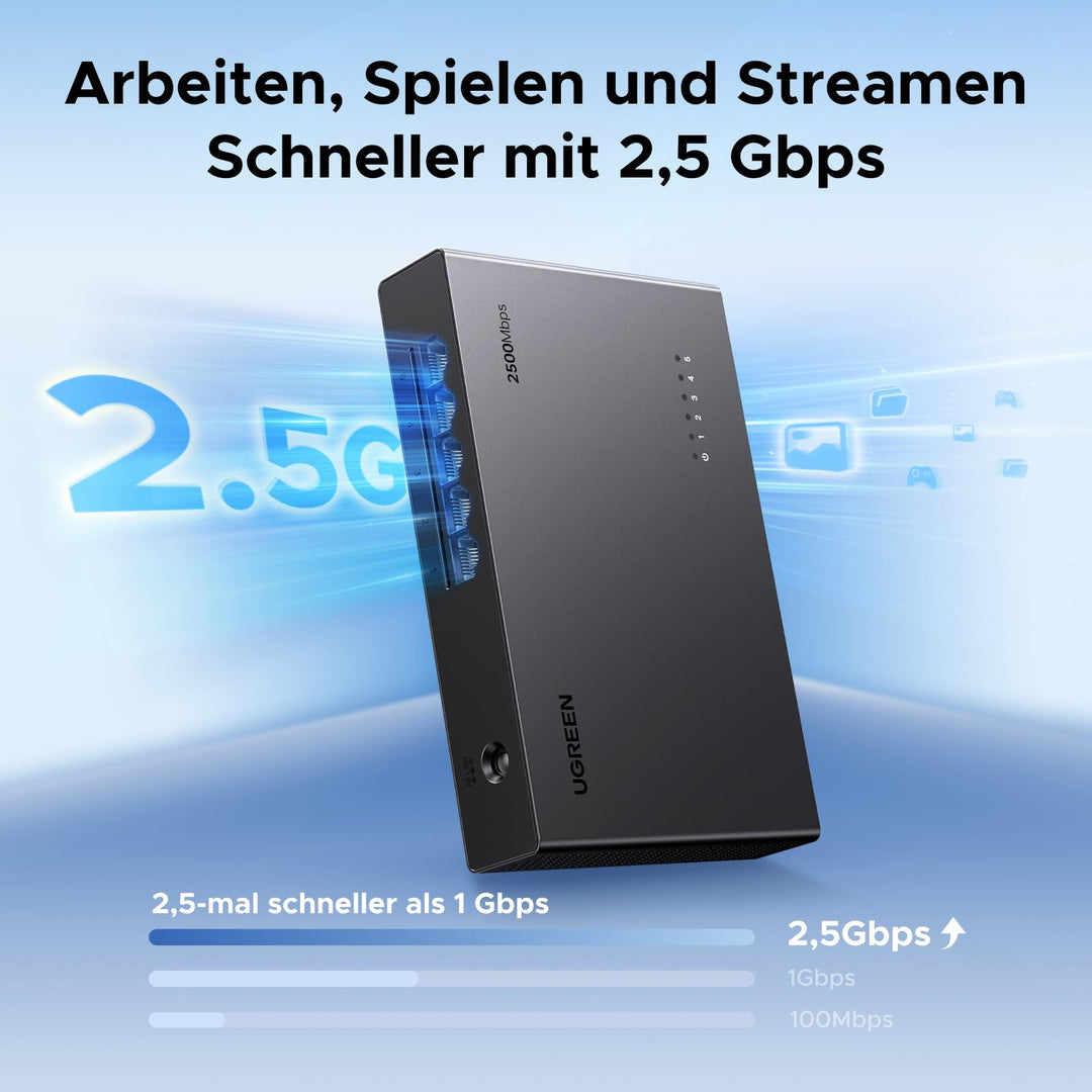 Netzwerk Switch 2.5G Unmanaged 5-Port lüfterlos Plug &amp; Play - Bild 2