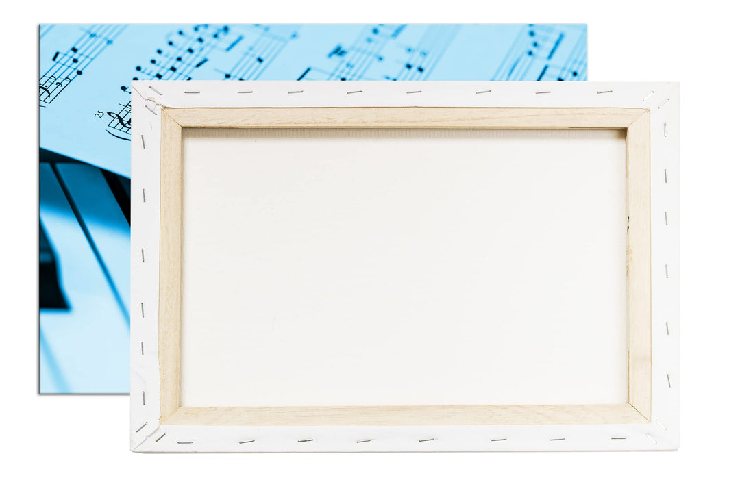 Leinwandbild Klavier Monochrom Blau 80x60 cm Echtholzrahmen - Bild 6