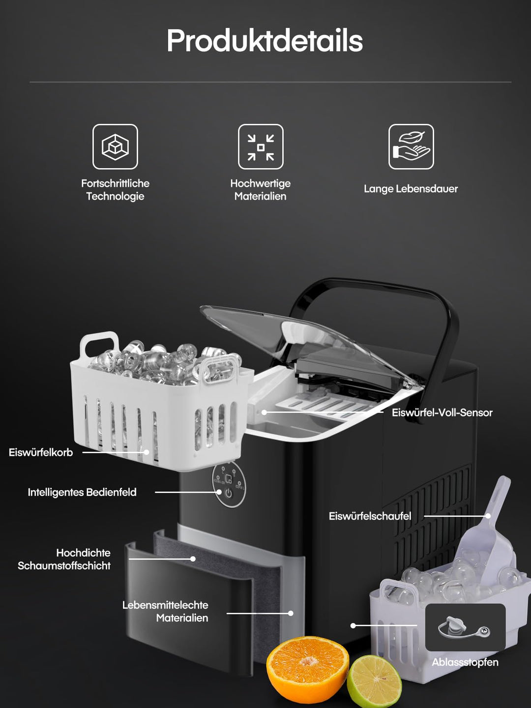 Eiswürfelmaschine Kompakt 14 kg/24h Kugeleis mit Selbstreinigung - Bild 8