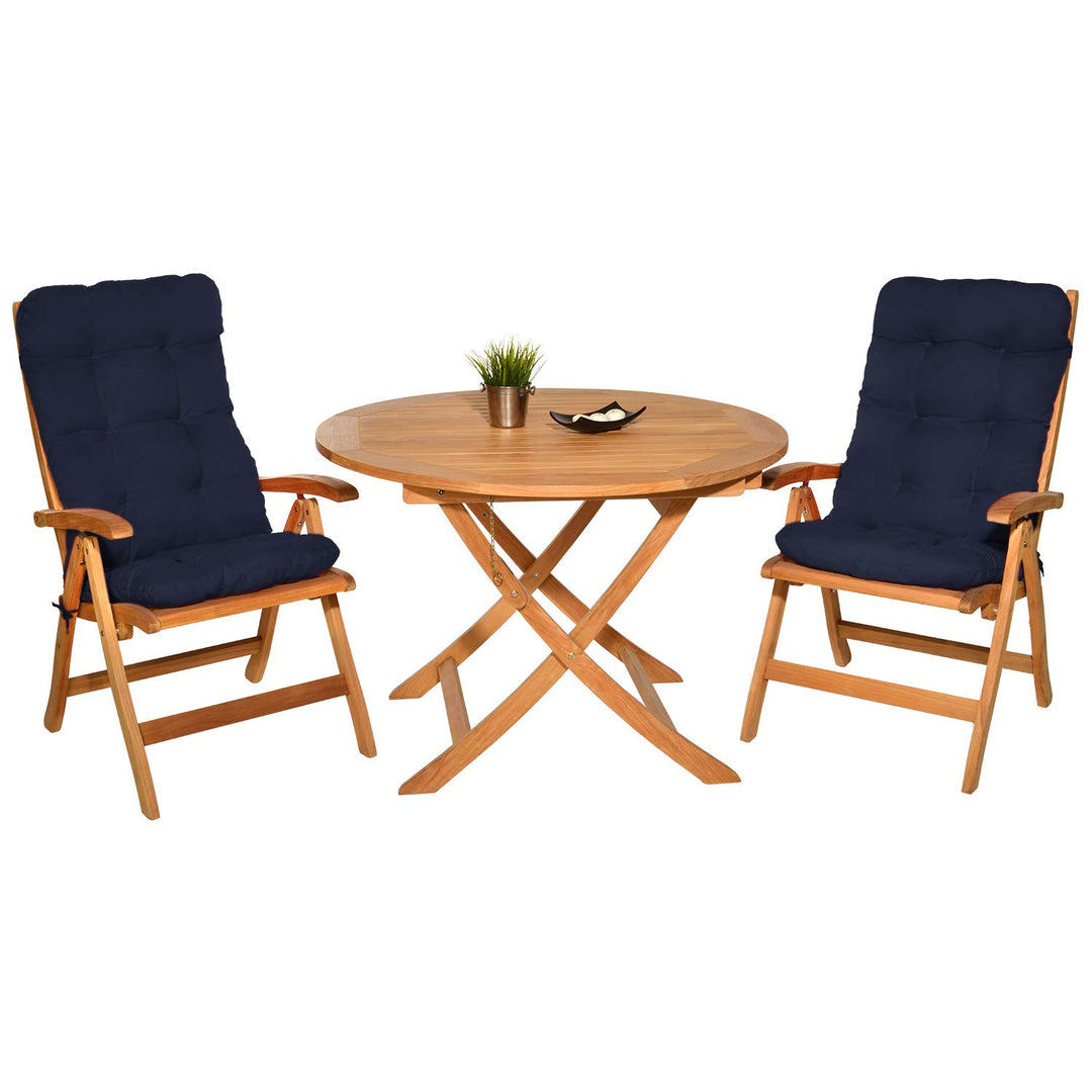 Hochlehner Auflagen 2er Set Polyester 8cm Polsterung Gartenstuhl dunkelblau - Bild 6