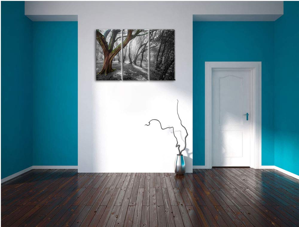 Leinwandbild 3-teilig Einsamer Baum Schwarz-Weiss 120x80 cm - Bild 5