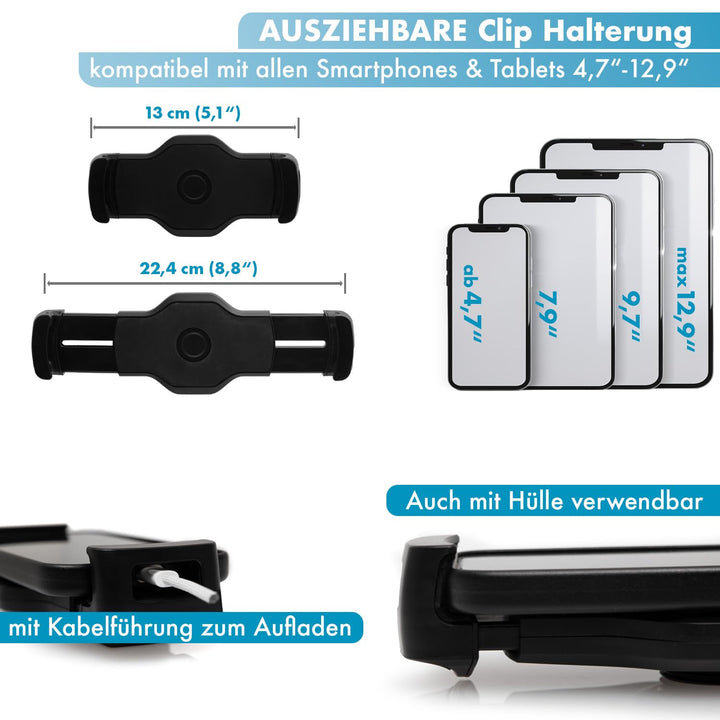 Tablet-Halterung Aluminium Tischklemme 4,7–12,9 Zoll flexibel - Bild 2