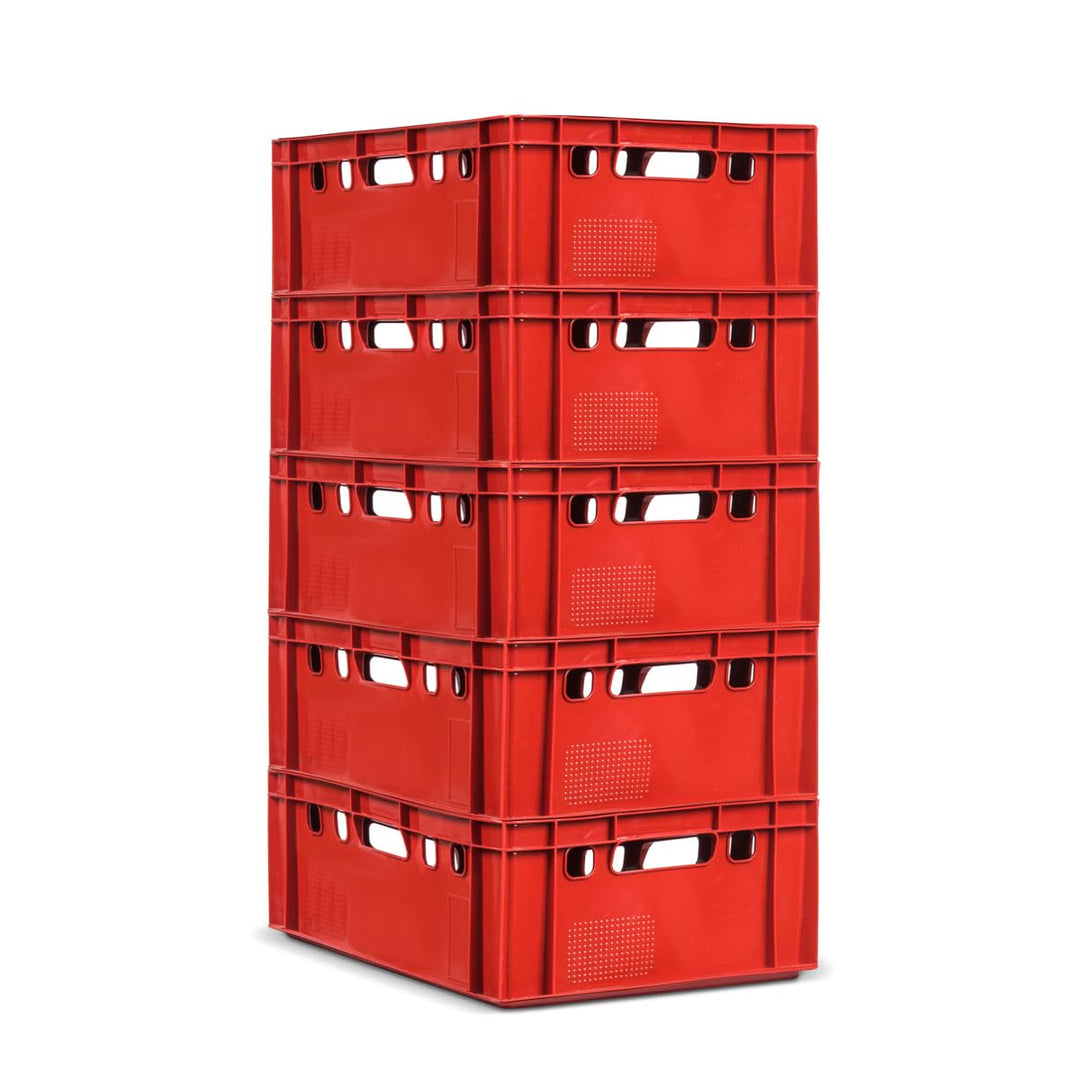 Fleischerkiste Kunststoff HDPE rot stapelbar 60x40x20 cm 5er-Set - Bild 2