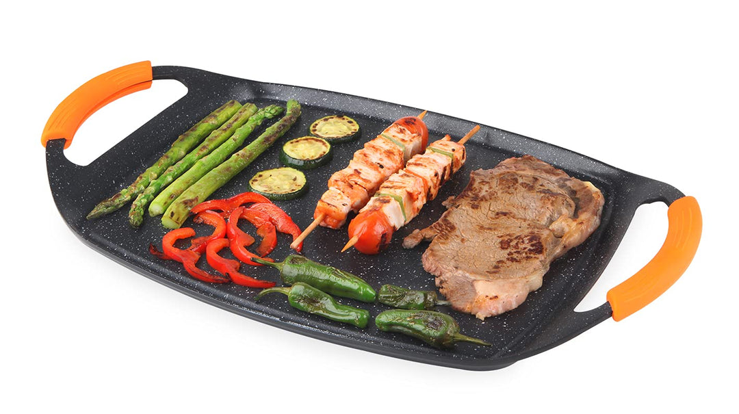 Grillplatte Aluminiumguss Antihaft 38x28.5 cm für alle Herdarten